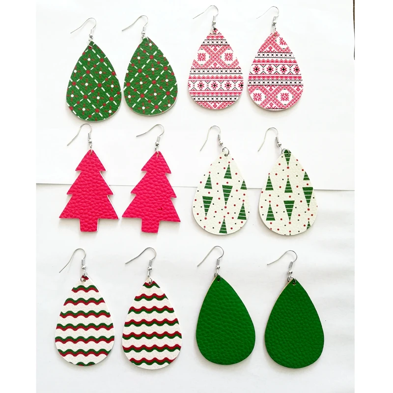 Christmas Earrings 6 pairs/set Double Layers Glitter Faux Leather Earrings Fashion Christmas Gift Teardrop Leaf Earrings
Christmas Earrings 6 pairs/set Double Layers Glitter Faux Leather Earrings Fashion Christmas Gift Teardrop Leaf Earrings