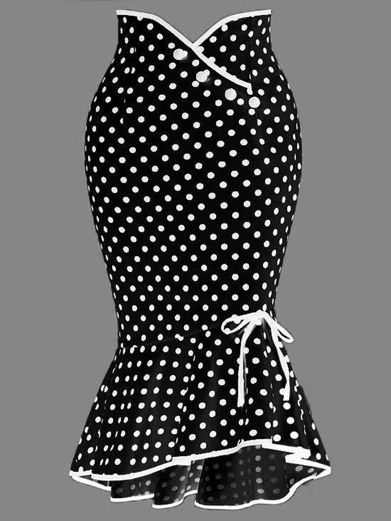 Summer Elegant Fashion Dress Women Casual High Waist Polka Dot Print Midi Skirt Button Lace Polka Dot Print Fishtail Skirt Skirt
Summer Elegant Fashion Dress Women Casual High Waist Polka Dot Print Midi Skirt Button Lace Polka Dot Print Fishtail Skirt Skirt