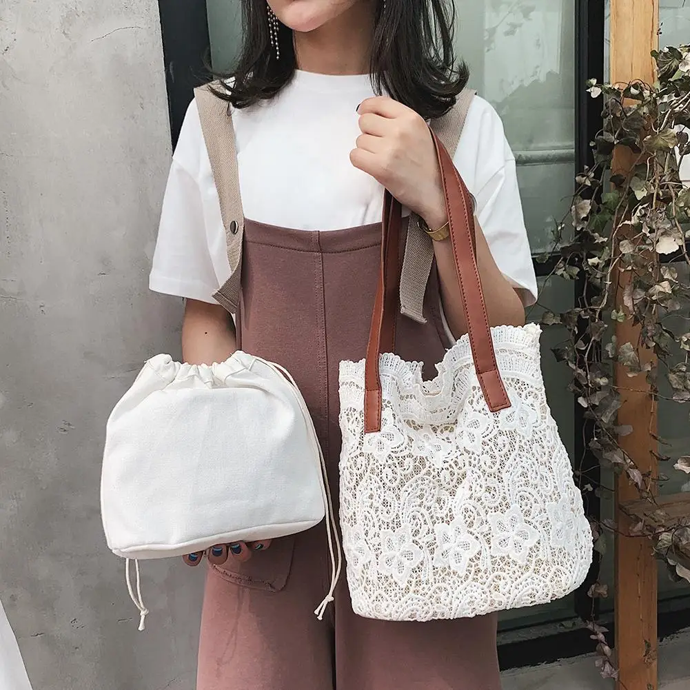 Женская кружевная сумка на плечо, 2 шт./компл., летняя Складная вместительная пляжная сумка-тоут, 2021 
Женская кружевная сумка на плечо, 2 шт./компл., летняя Складная вместительная пляжная сумка-тоут, 2021