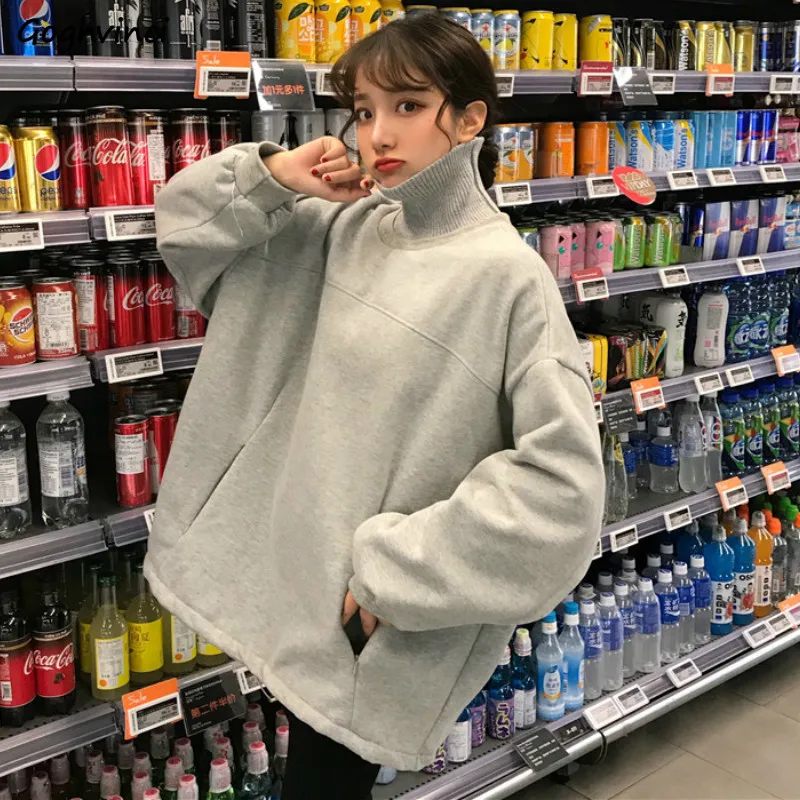 Hoodies Women Turtleneck Simple Pocket All-match Oversize Korean Style Harajuku Streetwear Womens Pullover Casual Sweatshirts
Hoodies Women Turtleneck Simple Pocket All-match Oversize Korean Style Harajuku Streetwear Womens Pullover Casual Sweatshirts