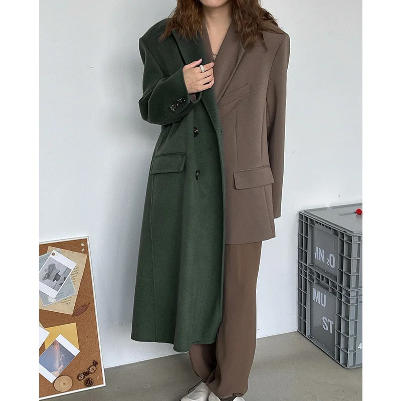 South Korea loose long coat Oversize stylish suit collar double-sided wool cashmere coat
South Korea loose long coat Oversize stylish suit collar double-sided wool cashmere coat