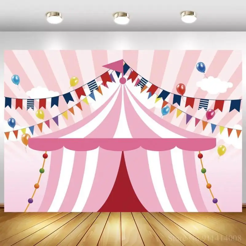 

Цирковой карнавальный фон баннер для День рождения розовая палатка цирк фотосъемка фон для Фото Photo Booth фотосессия Декор