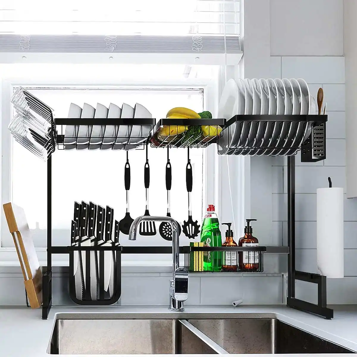 65/85cm Stainless Steel Kitchen Shelf Organizer Dish Drying Rack Over Sink Utensils Holder Bowl Dish Draining Storage Countertop
65/85cm Stainless Steel Kitchen Shelf Organizer Dish Drying Rack Over Sink Utensils Holder Bowl Dish Draining Storage Countertop