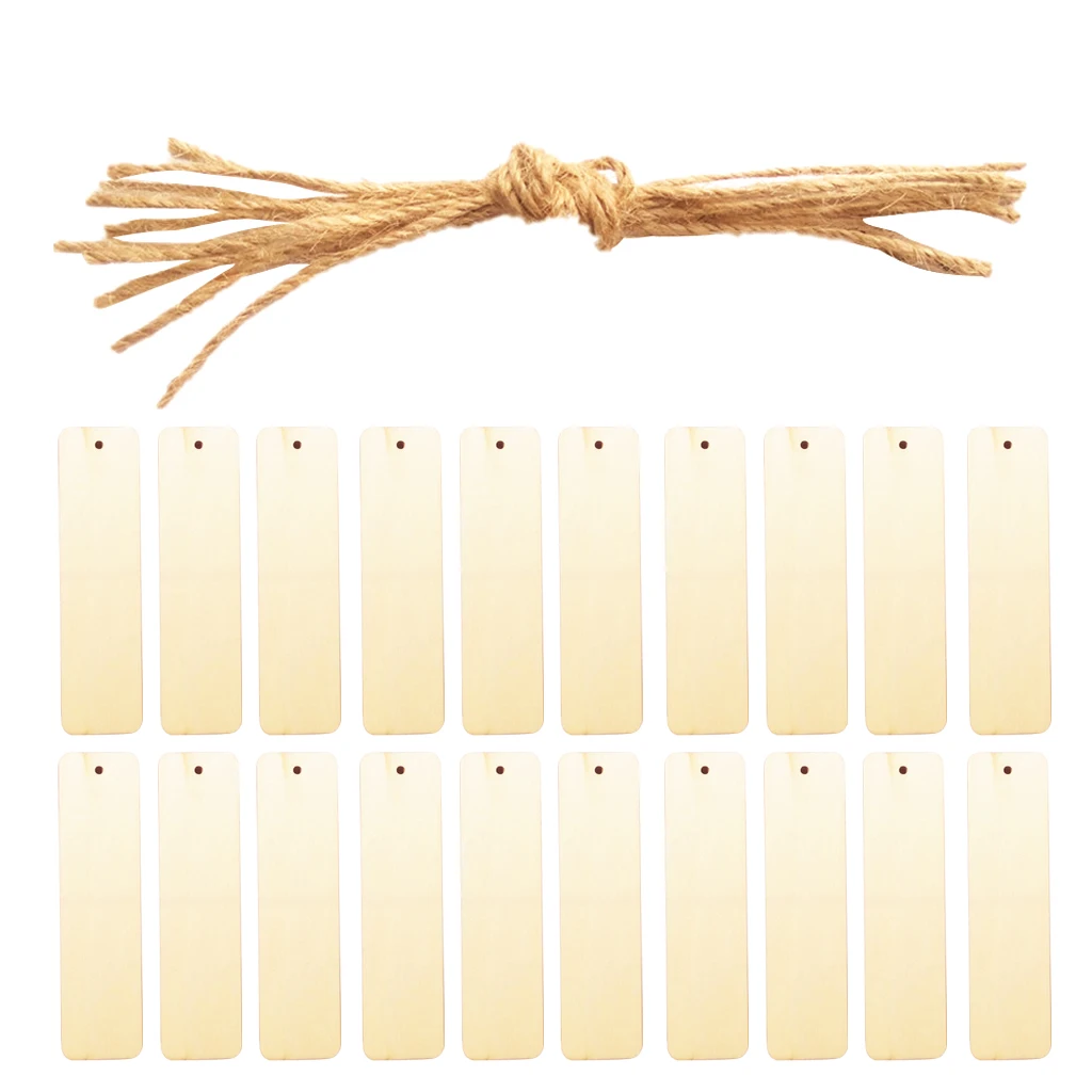 20pcs Rectangle Wood Pieces Bookmark Scrapbooking Embellishment Price Tags Card Making Gift Tags DIY Craft with String
20pcs Rectangle Wood Pieces Bookmark Scrapbooking Embellishment Price Tags Card Making Gift Tags DIY Craft with String