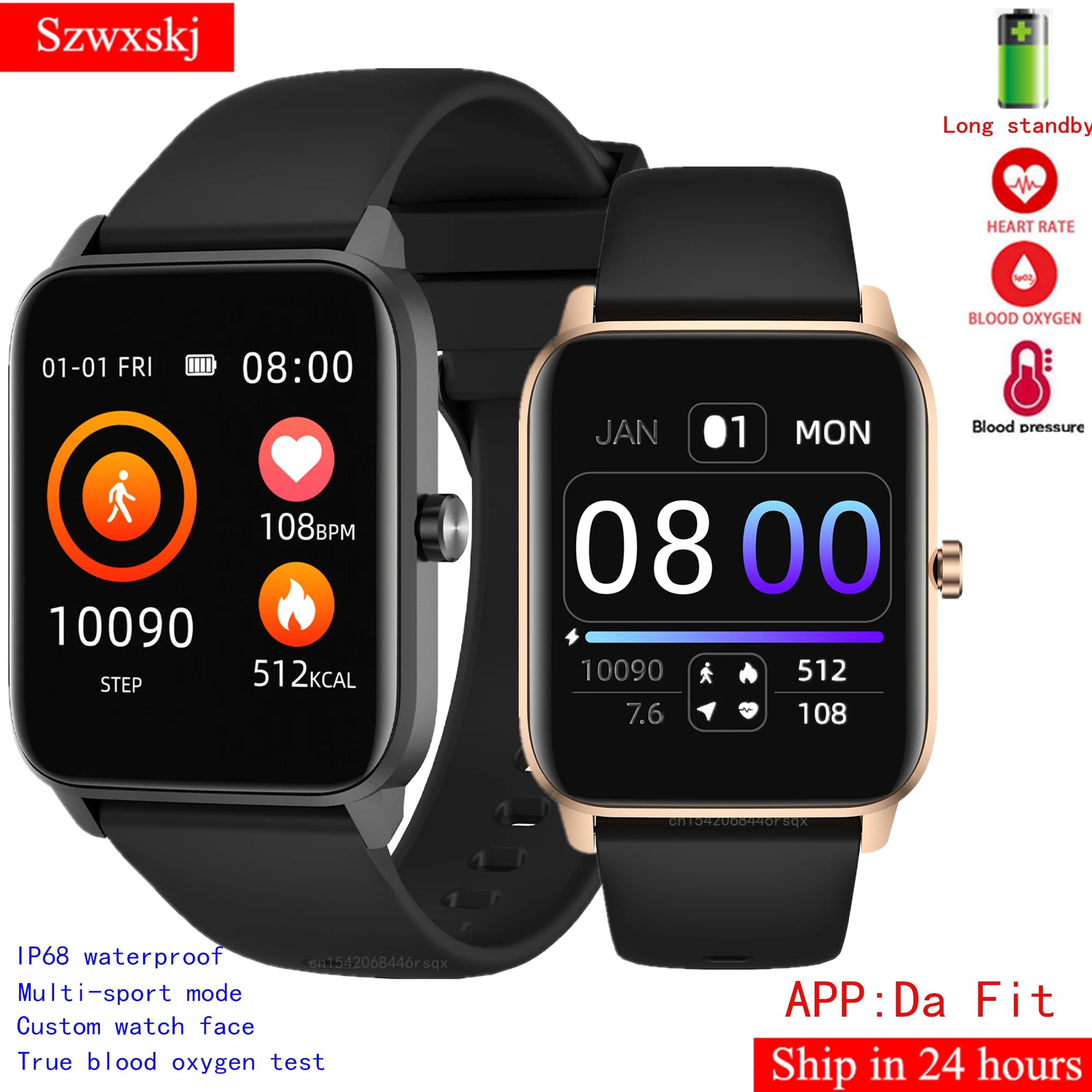 

KW22 Smart Watch Men Women Heart Rate Blood PressureFull Touch IP68 Waterproof Sport Smartwatch 2021 PK GT2 P8plus P8 Y68 IWO13