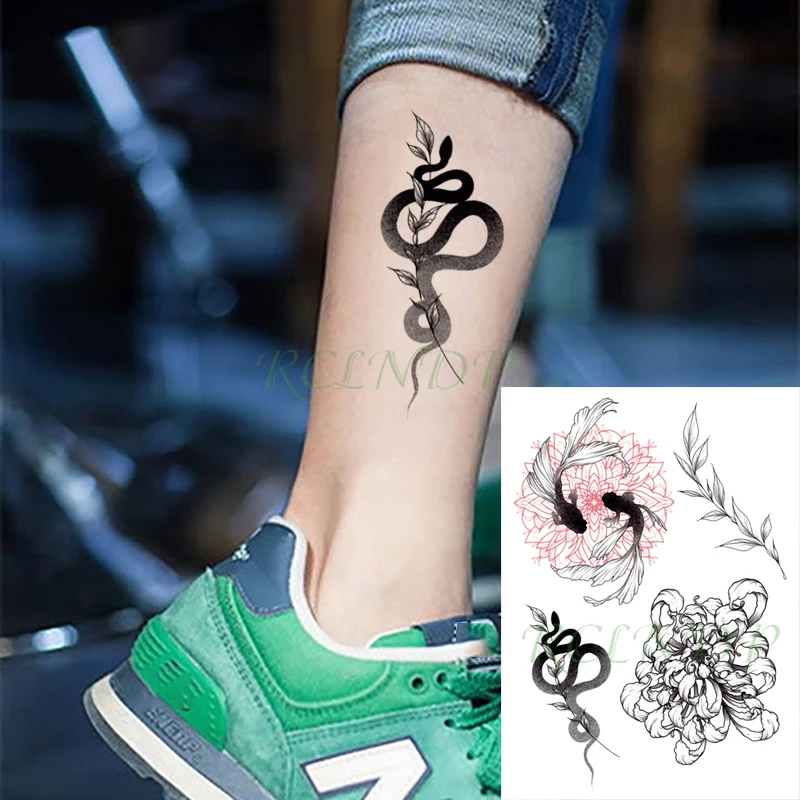 Waterproof Temporary Tattoo Sticker Fish Snake Flower Element Fake Tatto Flash Tatoo Back Leg Arm Art for Women Men 
Waterproof Temporary Tattoo Sticker Fish Snake Flower Element Fake Tatto Flash Tatoo Back Leg Arm Art for Women Men