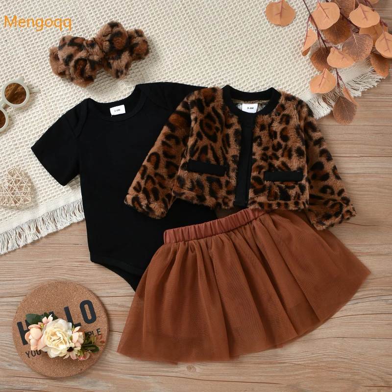 Infant Kids Baby Girls Leopard Top Coat Solid Bodysuits Mesh Tutu Skirts Headbands Bow Toddler Children Clothes Set 4pcs 3M-3Y
Infant Kids Baby Girls Leopard Top Coat Solid Bodysuits Mesh Tutu Skirts Headbands Bow Toddler Children Clothes Set 4pcs 3M-3Y