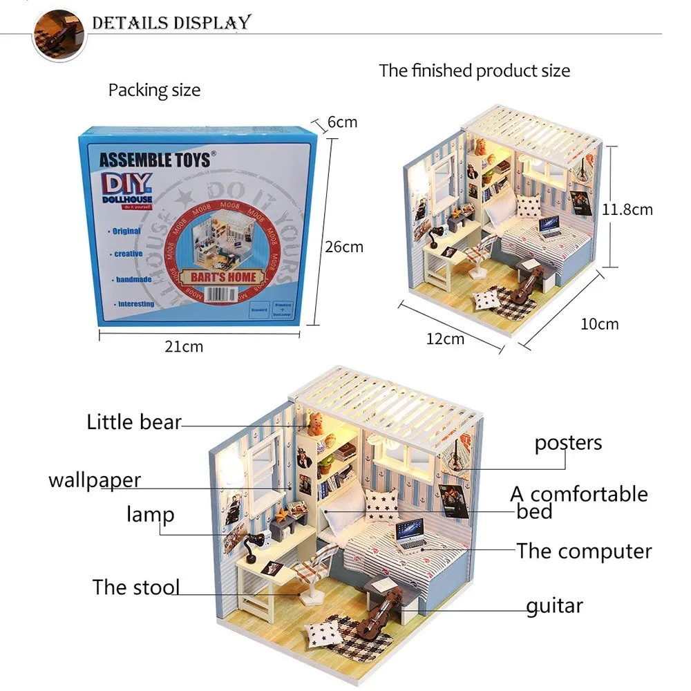 T2717 Doll House Dream House DIY Miniature House Building Kit Wooden Furniture Toys For Child Girl Boy
T2717 Doll House Dream House DIY Miniature House Building Kit Wooden Furniture Toys For Child Girl Boy