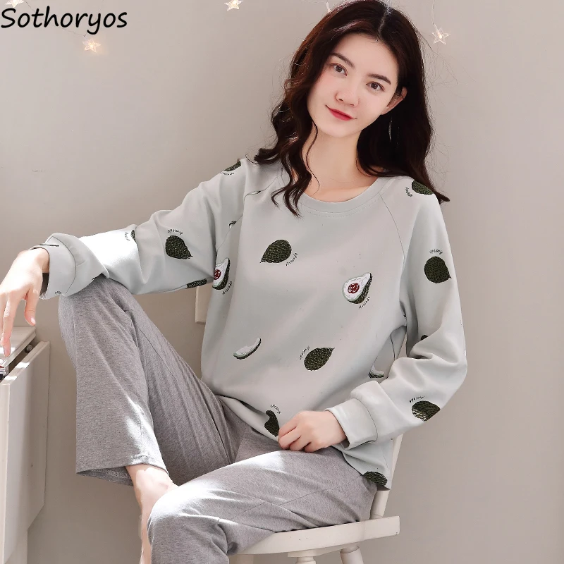 Autumn Women Pajama Sets Simple O-neck Print Long Sleeve Sleepwear Student Lounge Elastic Waist Pants Breathable Pyjamas 2 Pcs
Autumn Women Pajama Sets Simple O-neck Print Long Sleeve Sleepwear Student Lounge Elastic Waist Pants Breathable Pyjamas 2 Pcs