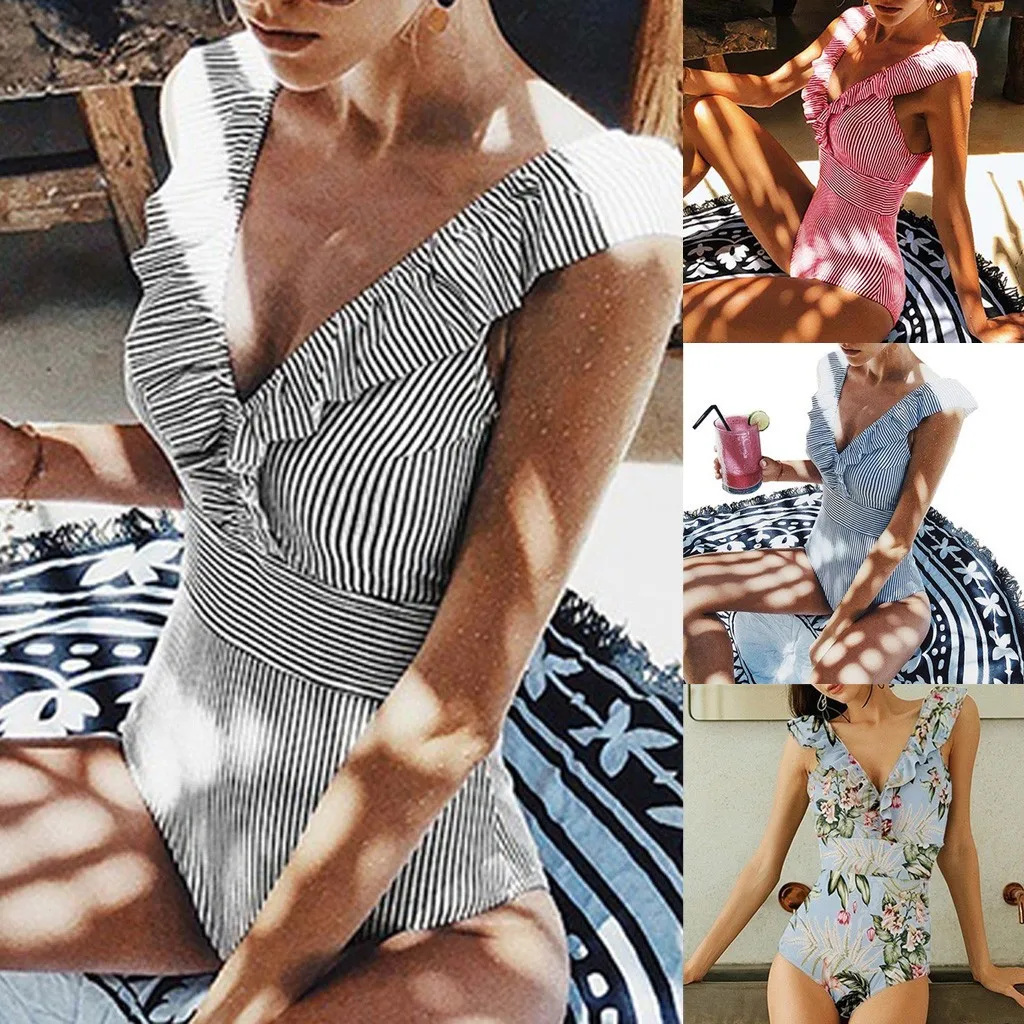 Sexy Women Retro V Neck Blue Striped Monokini One Piece Female Ruffled Push Up Padded High Waist Swimwear Monokini 2021 #T1Q
Sexy Women Retro V Neck Blue Striped Monokini One Piece Female Ruffled Push Up Padded High Waist Swimwear Monokini 2021 #T1Q