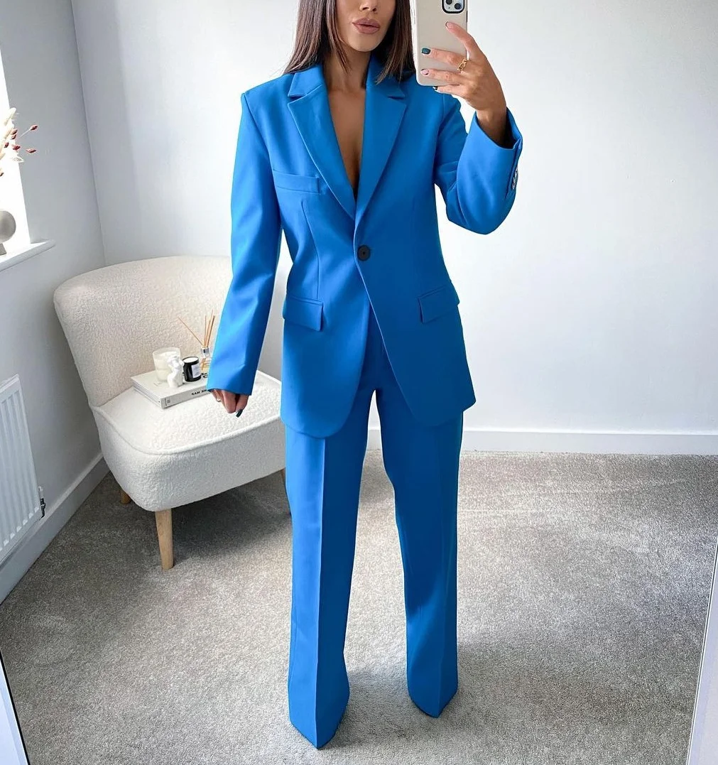 XEASY 2021 Women Two-piece Set Blue Vintage Office Lady Single Button Blazer Female Loose High Waist Trousers Pants Suits
XEASY 2021 Women Two-piece Set Blue Vintage Office Lady Single Button Blazer Female Loose High Waist Trousers Pants Suits