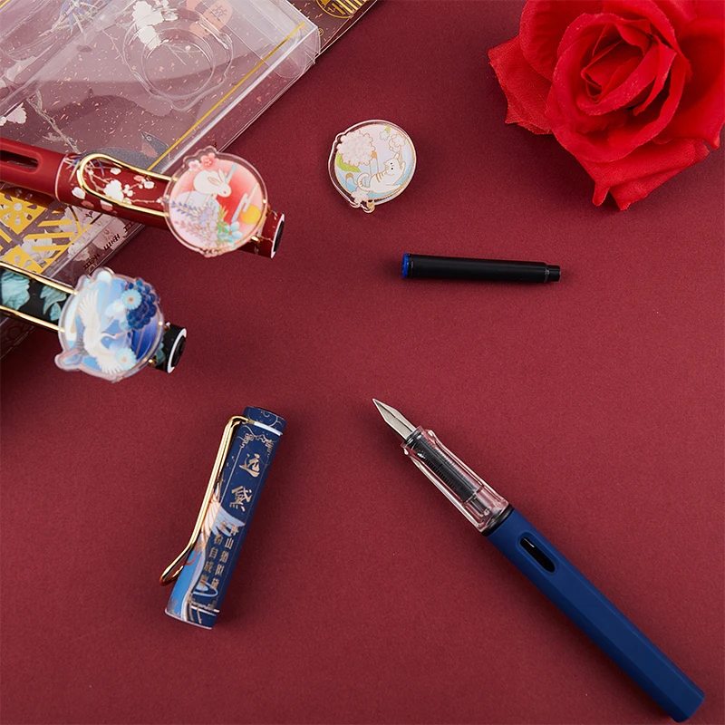 5pcs Fountain Pen Chinese Style Calligraphy Pen EP Nib Blue Ink Fountain Pens 
5pcs Fountain Pen Chinese Style Calligraphy Pen EP Nib Blue Ink Fountain Pens