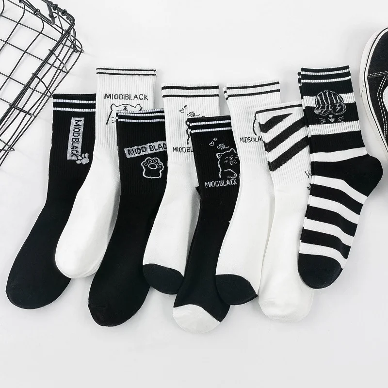 Kawaii Cartoon Socks Women Set Autumn Winter Socks Kitten Trend Cotton Korean Versatile Striped College Black White Stockings
Kawaii Cartoon Socks Women Set Autumn Winter Socks Kitten Trend Cotton Korean Versatile Striped College Black White Stockings