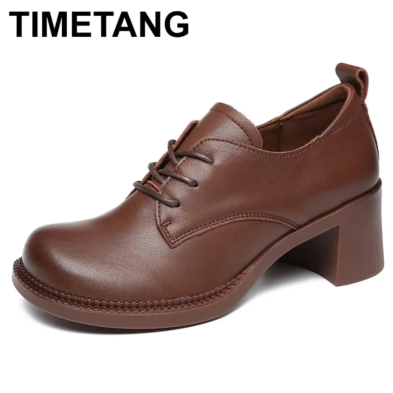 TIMETANG Women Pumps Office Handmade Lace Up Round Head Square Heel Shoes Women Genuine Leather Comfortable Women's Shoes
TIMETANG Women Pumps Office Handmade Lace Up Round Head Square Heel Shoes Women Genuine Leather Comfortable Women's Shoes