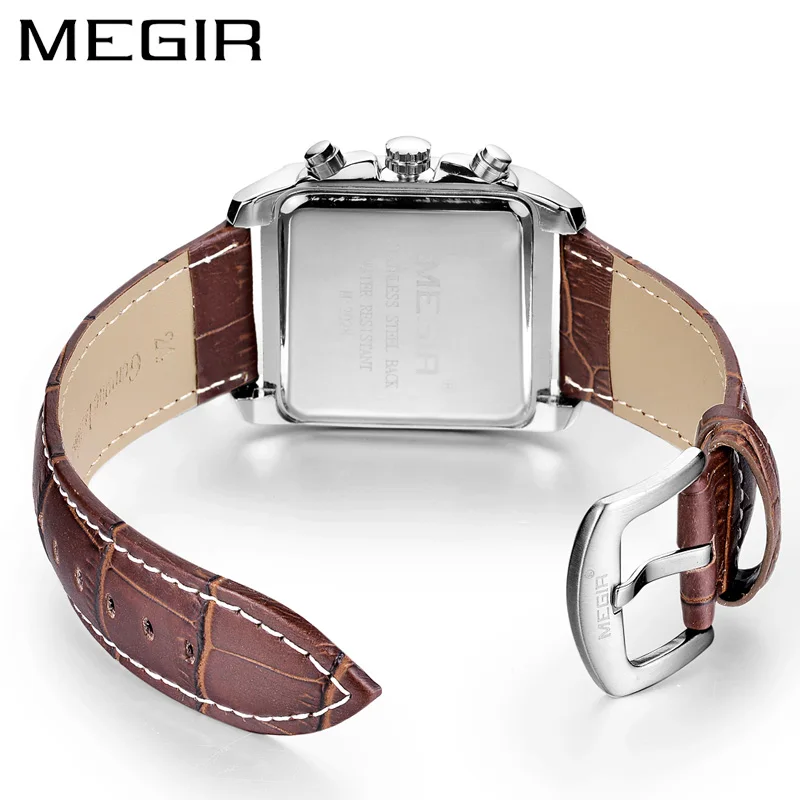 Часы MEGIR Мужские кварцевые прямоугольные брендовые Роскошные водонепроницаемые