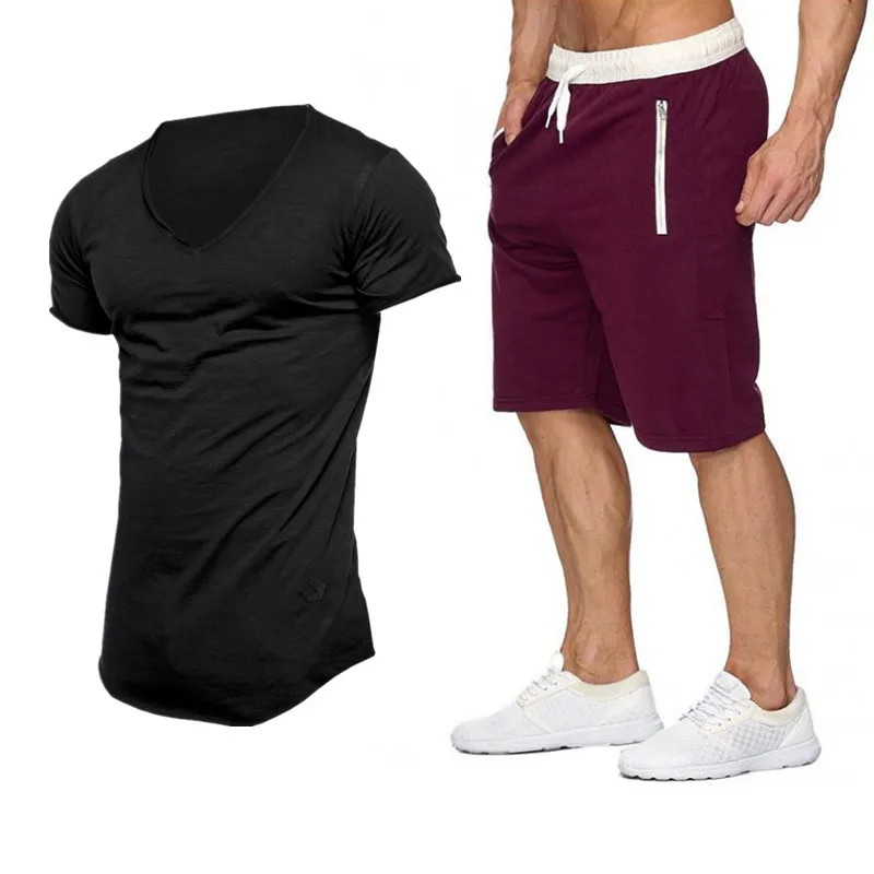 New Men's Fashion Two-piece Slim V-neck T-shirt + Shorts Set Men's Summer Top Tee T-shirt Fashion Street T-shirt Men
New Men's Fashion Two-piece Slim V-neck T-shirt + Shorts Set Men's Summer Top Tee T-shirt Fashion Street T-shirt Men