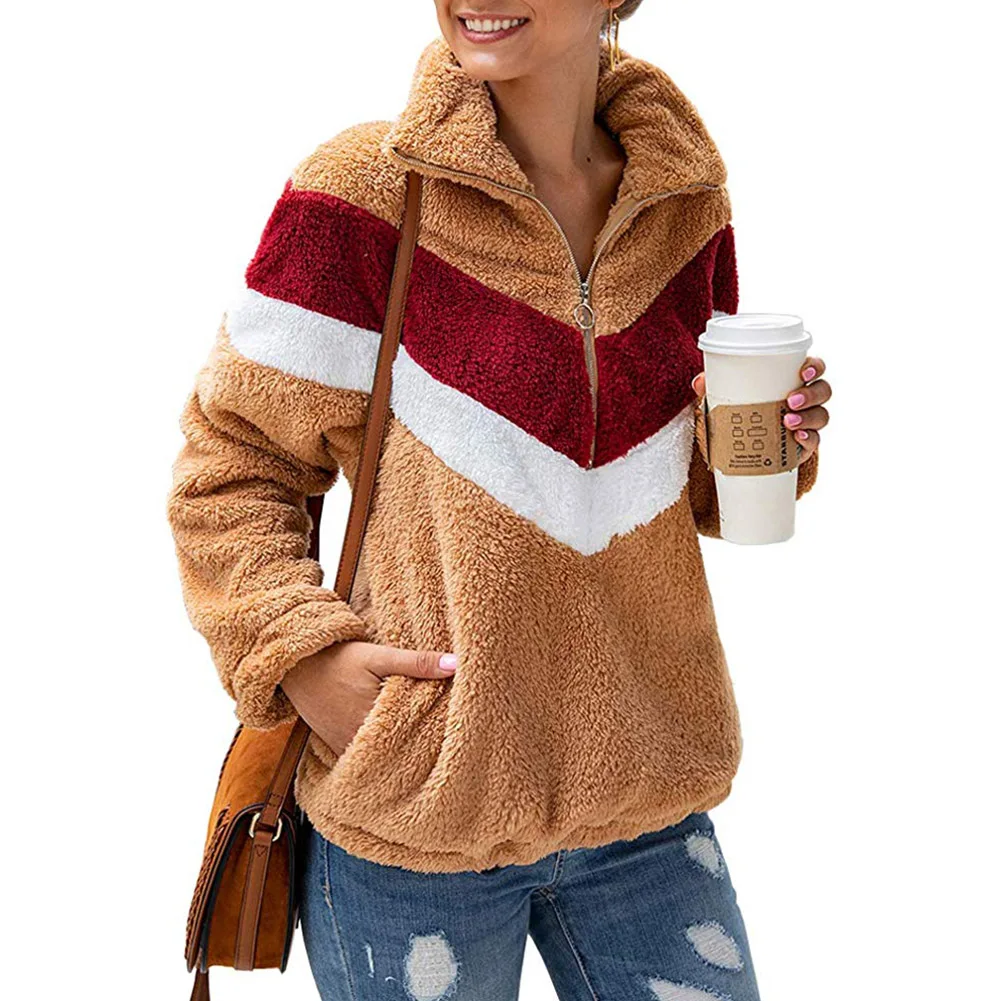 Женский пуловер с длинным рукавом, толстовка на молнии с карманами, утепленная повседневная одежда на осень и зиму, мягкий плюшевый воротни... 
Женский пуловер с длинным рукавом, толстовка на молнии с карманами, утепленная повседневная одежда на осень и зиму, мягкий плюшевый воротни...