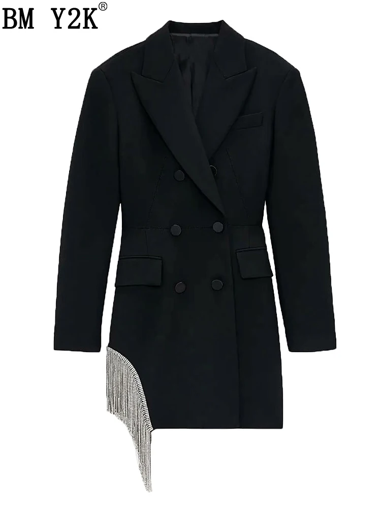 BM Y2K ZA Women Fashion Double breasted Blazers Coat Vintage Female Black Slim elegant luxury Diamond Tassel Decoration Blazer
BM Y2K ZA Women Fashion Double breasted Blazers Coat Vintage Female Black Slim elegant luxury Diamond Tassel Decoration Blazer