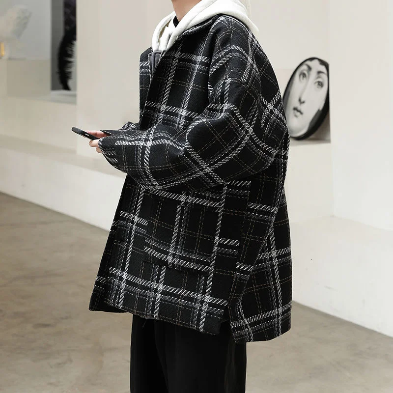 Jacket Men's Tweed Coat Plaid Medium And Long Windbreaker Autumn And Winter Loose Couple Tidal Current Streetwear Hot Sale
Jacket Men's Tweed Coat Plaid Medium And Long Windbreaker Autumn And Winter Loose Couple Tidal Current Streetwear Hot Sale