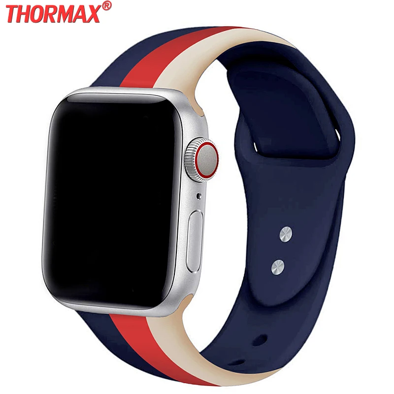 Спортивный ремешок в полоску для Apple Watch 5 Series 4/3/4/2 Браслет iWatch 38 мм/40 мм/42 мм/44 мм