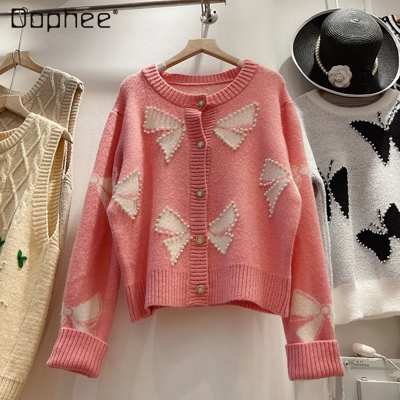 Корейский модный милый розовый вязаный кардиган с бисером, осень 2021, новый темпераментный свитер с круглым вырезом и длинным рукавом, карди...
Корейский модный милый розовый вязаный кардиган с бисером, осень 2021, новый темпераментный свитер с круглым вырезом и длинным рукавом, карди...