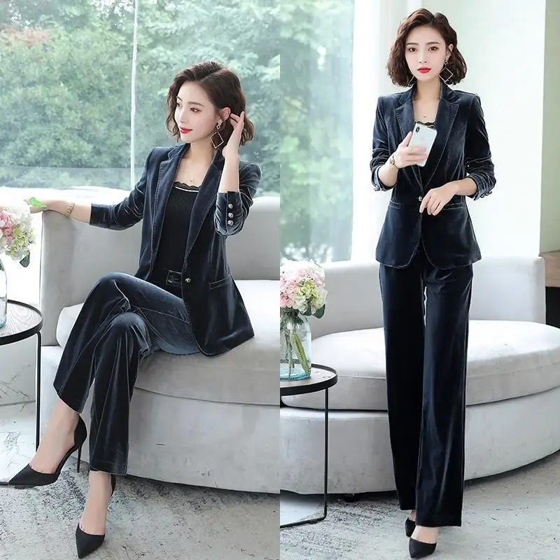 2021 Fashion Pants Suit Female High Quality Casual Gold Velvet Suit +wide Leg Pants Two-piece OL Suit Women Plus Size 4XL Y385
2021 Fashion Pants Suit Female High Quality Casual Gold Velvet Suit +wide Leg Pants Two-piece OL Suit Women Plus Size 4XL Y385
