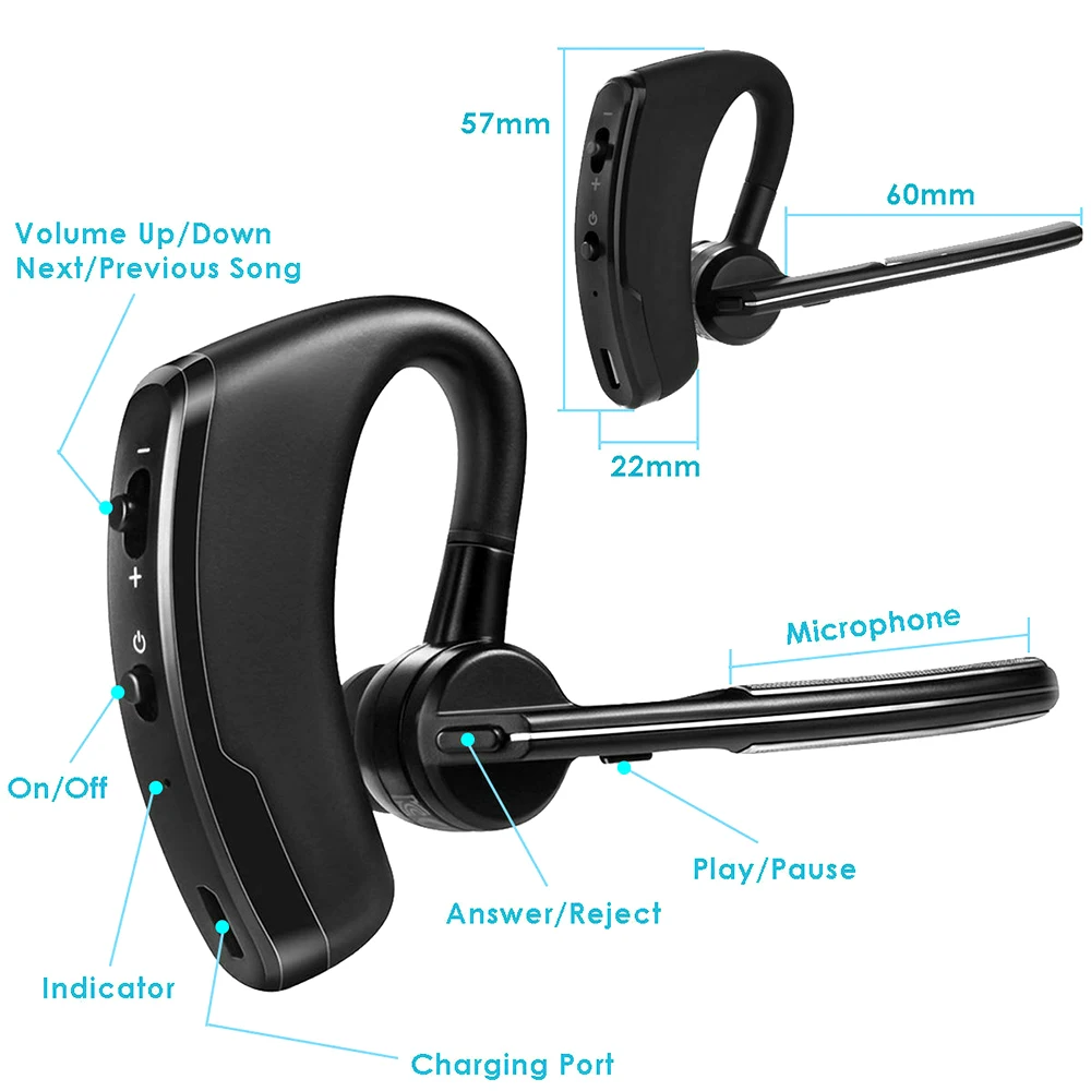 

V8 Wireless Headphones Bluetooth Earphones Waterproof Earpieces Sport Earbuds For OPPO Huawei Iphone Xiaomi TWS Business Headset