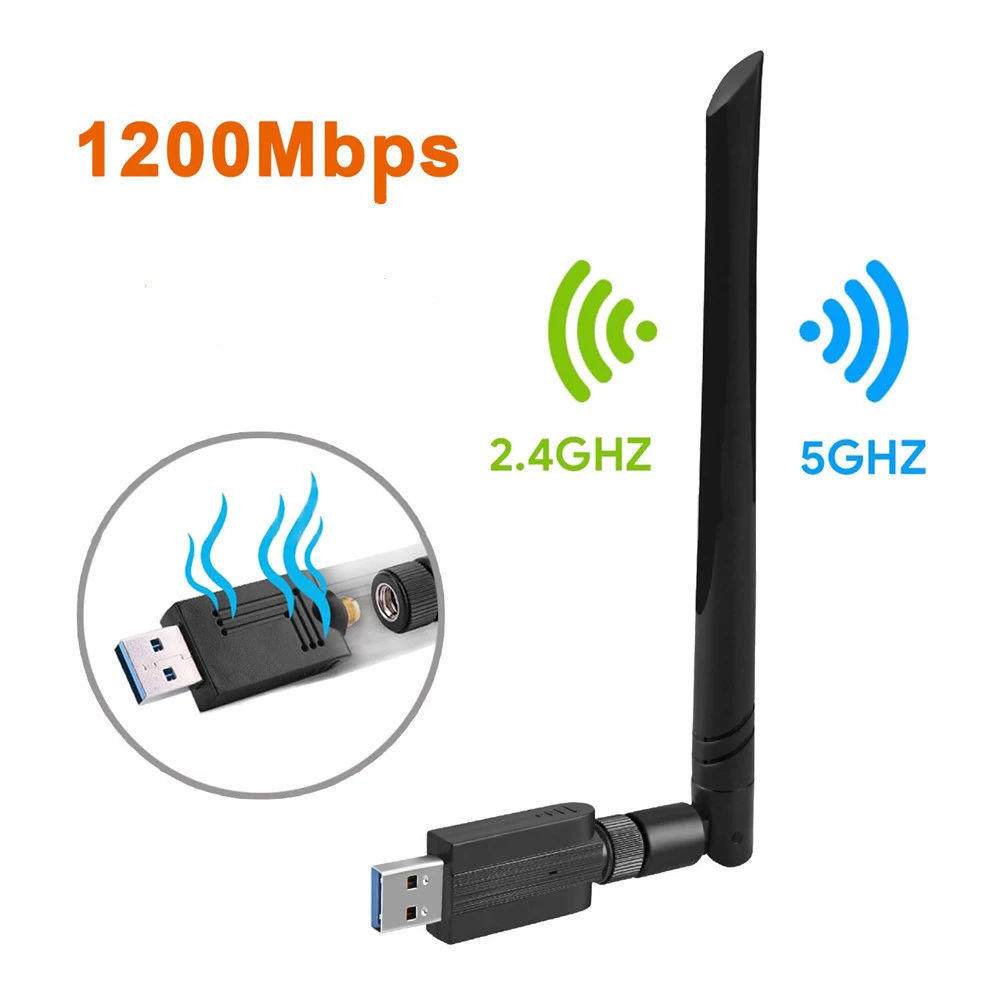 

Portable AC1200 Mbps Dual Band 2.4/5GHz USB WiFi Network Card Receiver 11AC Dual Band Wireless Antenna Adapter Dongle 802.11AC