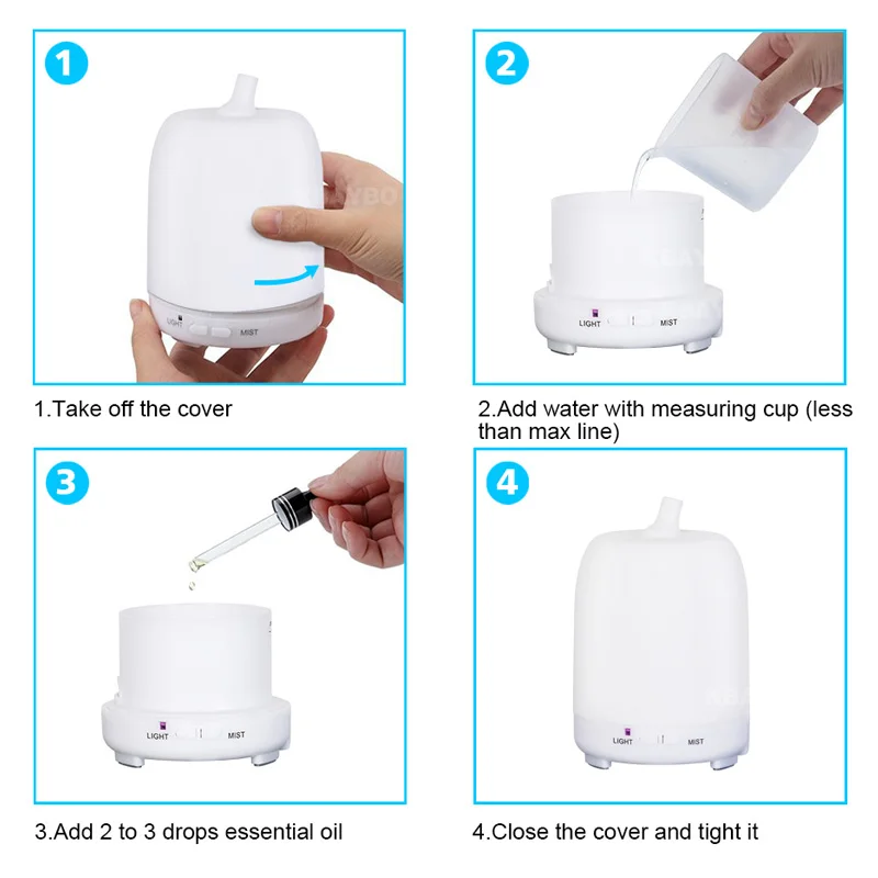 Ultrasonic Humidifier Aromatherapy Oil Diffuser Cool Mist With Color LED Lights essential oil diffuser Waterless Auto Shut-off
Ultrasonic Humidifier Aromatherapy Oil Diffuser Cool Mist With Color LED Lights essential oil diffuser Waterless Auto Shut-off