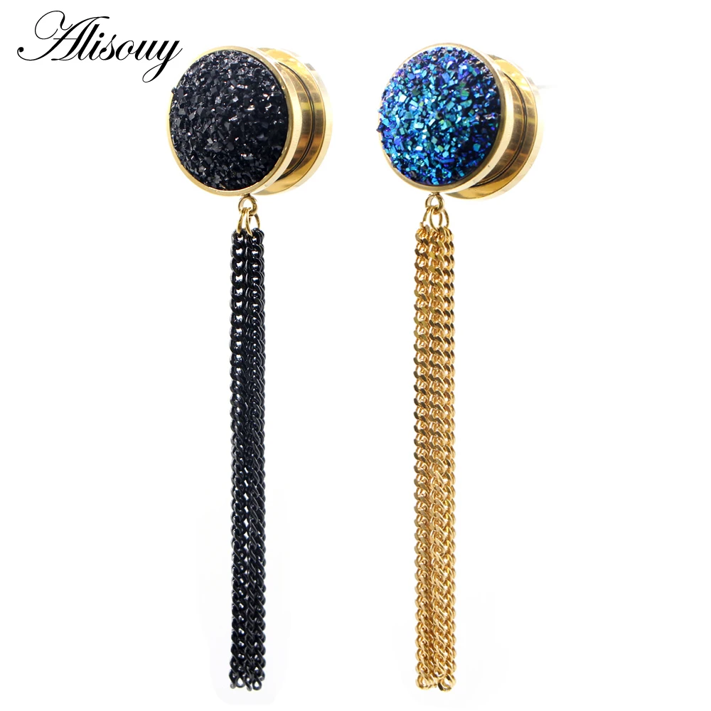 Alisouy 2pcs 6mm-25mm stainless steel chain tassel dangle resin ear plugs and tunnels piercing body jewelry ear gauges expander
Alisouy 2pcs 6mm-25mm stainless steel chain tassel dangle resin ear plugs and tunnels piercing body jewelry ear gauges expander