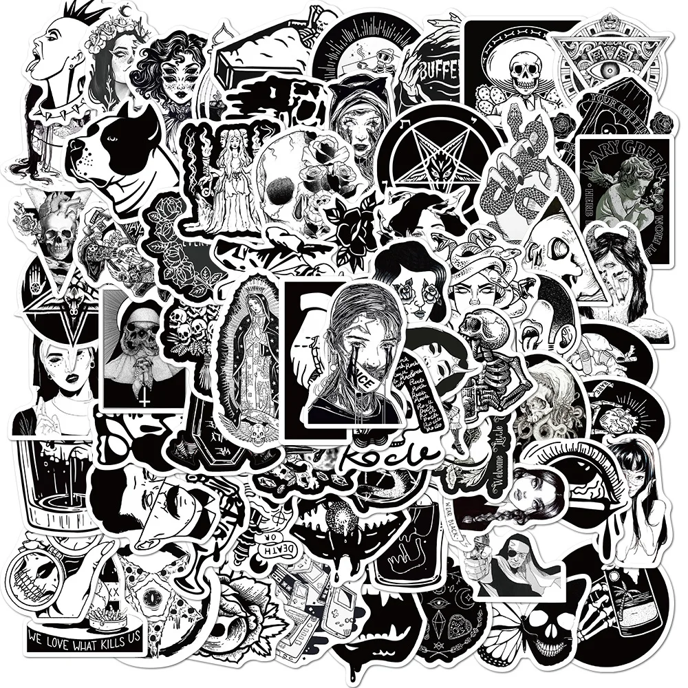 100Pcs/Pack Black White Gothic Style Horror Thriller Stickers Cool Pegatina for DIY Laptop Skateboard Guitar Car Decals Sticker
100Pcs/Pack Black White Gothic Style Horror Thriller Stickers Cool Pegatina for DIY Laptop Skateboard Guitar Car Decals Sticker