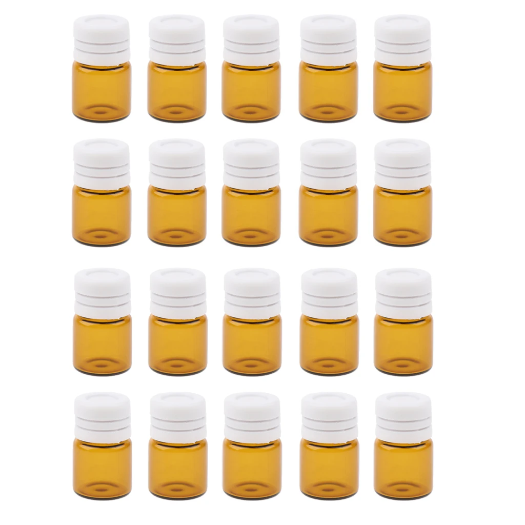 20 Pcs Portable Amber Mini Glass Bottles Sample Vial Small Essential Oil Bottles Travel Must Refillable 1ml/2ml
20 Pcs Portable Amber Mini Glass Bottles Sample Vial Small Essential Oil Bottles Travel Must Refillable 1ml/2ml