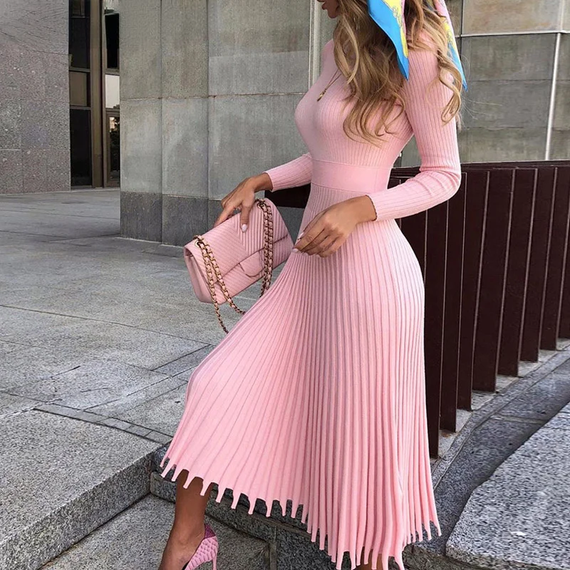 Women Knitted Long Dress Autumn Winter Slim Sleeve Ladies Dresses Elegant Party Female Sweater Dress 10 Colors Vestido De Mujer
Women Knitted Long Dress Autumn Winter Slim Sleeve Ladies Dresses Elegant Party Female Sweater Dress 10 Colors Vestido De Mujer