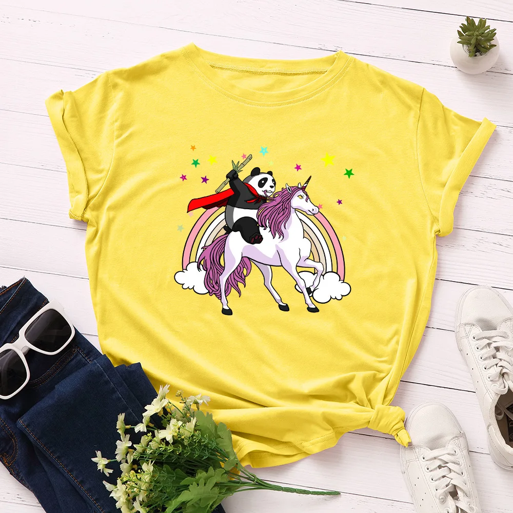 Cotton Tshirt Creative Panda Print Women T-shirt Plus Size S-5XL Ladies Basic Tops Summer Unicorn Rainbow Graphic Tees Shirts
Cotton Tshirt Creative Panda Print Women T-shirt Plus Size S-5XL Ladies Basic Tops Summer Unicorn Rainbow Graphic Tees Shirts