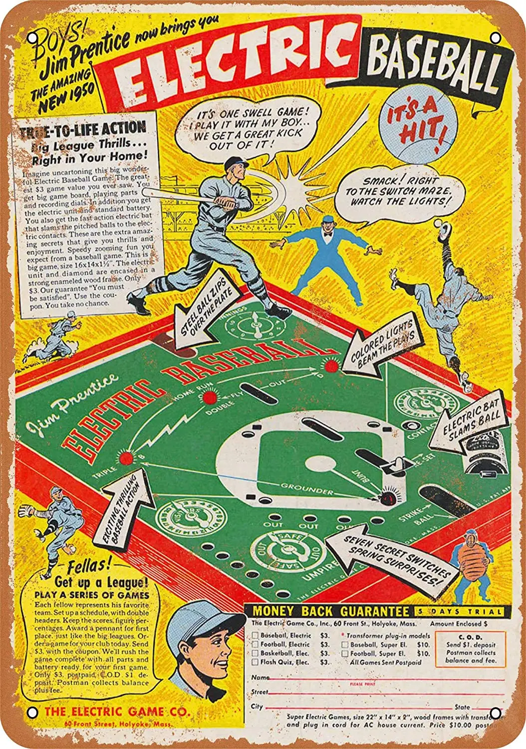 WallColor 8*12 Metal Sign 1950 Jim Prentice Electric Baseball Game Vintage Look
WallColor 8*12 Metal Sign 1950 Jim Prentice Electric Baseball Game Vintage Look