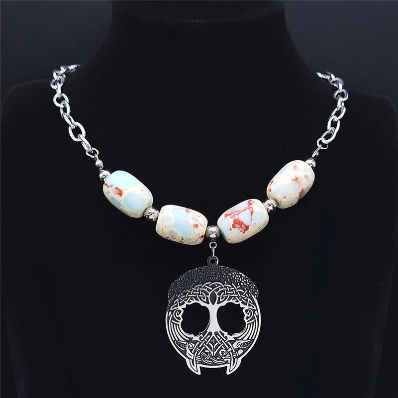 2021 Stainless Steel Natural Stone Statement Necklace for Women Viking Tree of Life Necklace Jewelry collares N4076S04
2021 Stainless Steel Natural Stone Statement Necklace for Women Viking Tree of Life Necklace Jewelry collares N4076S04