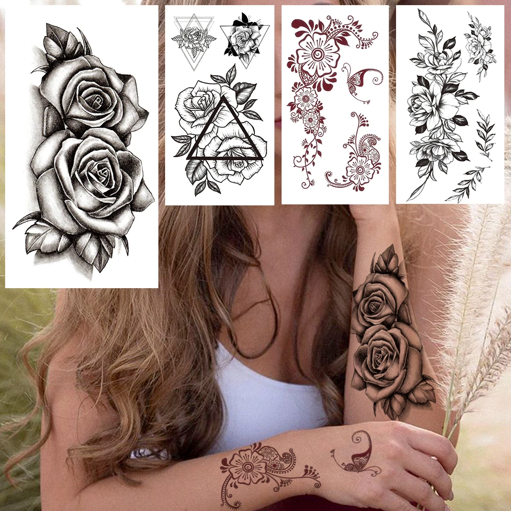 Rose Flowers Fake Temporary Tattoo For Women Girls India Lace Tattoos Triangle Floral Sweatpea Branch Waterproof Tatoos Body Art
Rose Flowers Fake Temporary Tattoo For Women Girls India Lace Tattoos Triangle Floral Sweatpea Branch Waterproof Tatoos Body Art