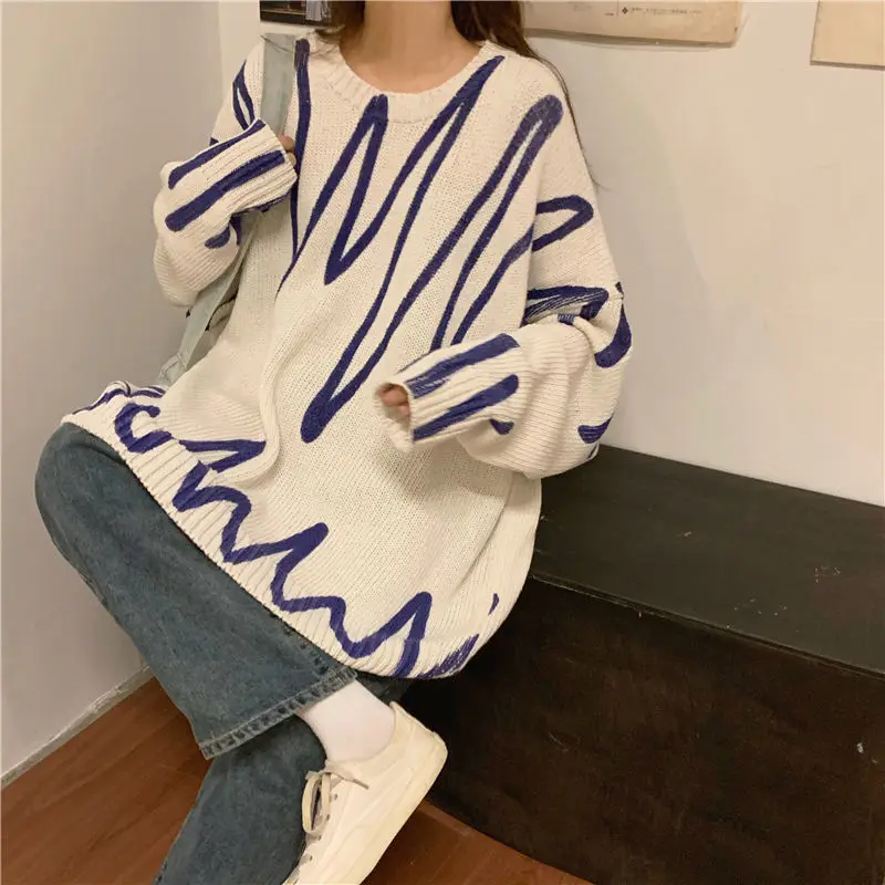 Autumn Winter Harajuku Color Matching Curve Knit Sweater Women Pullover Casual Loose Sweaters Streetwear Jumper Women Clothes 73
Autumn Winter Harajuku Color Matching Curve Knit Sweater Women Pullover Casual Loose Sweaters Streetwear Jumper Women Clothes 73
