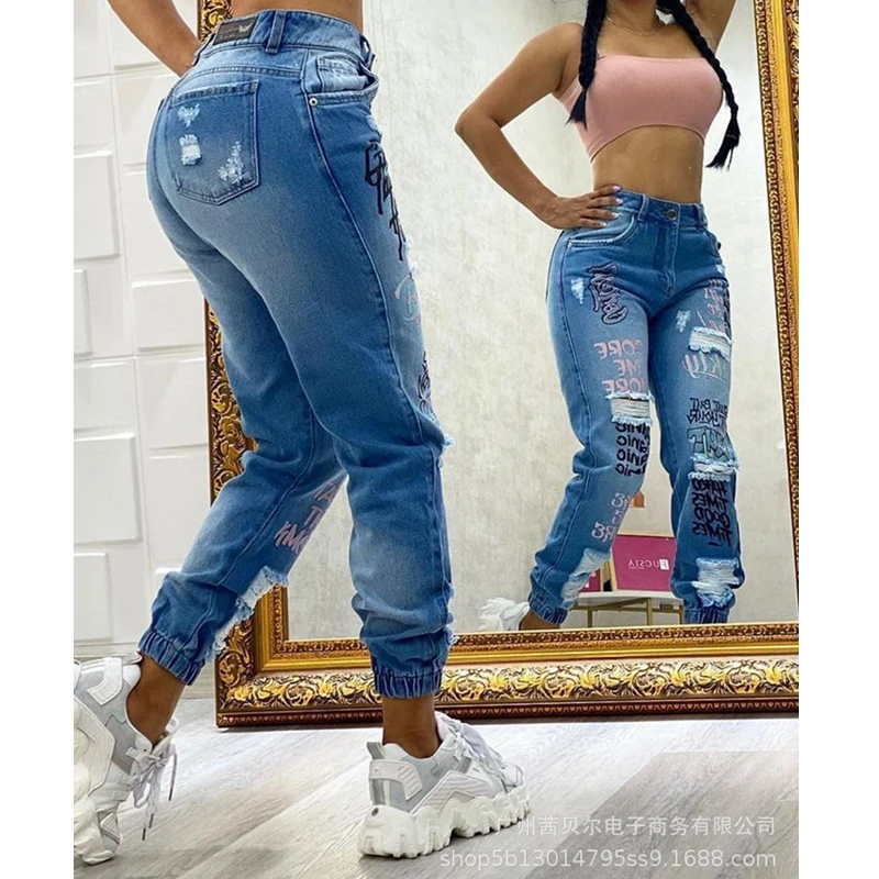 Wepbel Letter Jeans Women High Waist Blue Ripped Pencil Denim Pants Skinny Summer Fashion Streetwear Jeans Washed Trousers
Wepbel Letter Jeans Women High Waist Blue Ripped Pencil Denim Pants Skinny Summer Fashion Streetwear Jeans Washed Trousers