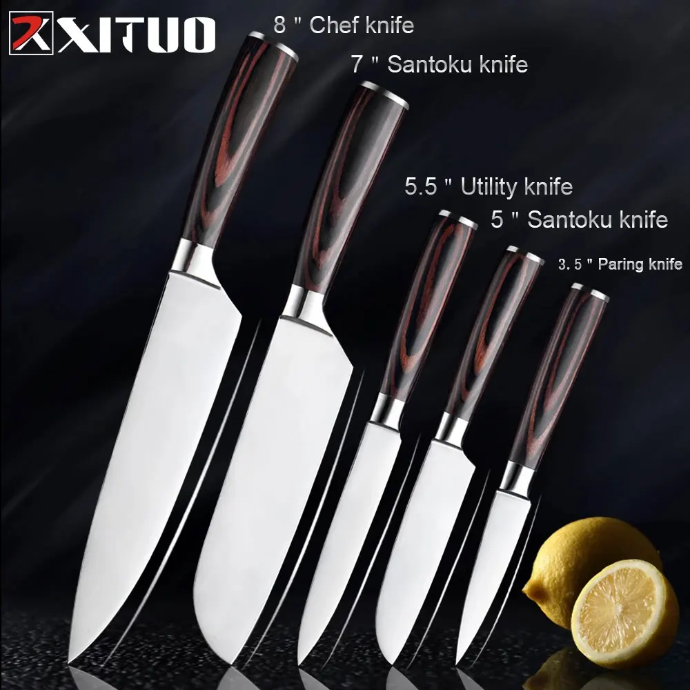 XITUO Kitchen Knife Set Japanese Chef Knife Stainless Steel Meat Cutter 1-5pc Slicing Utility Santoku Cleaver Knives Cooking 
XITUO Kitchen Knife Set Japanese Chef Knife Stainless Steel Meat Cutter 1-5pc Slicing Utility Santoku Cleaver Knives Cooking