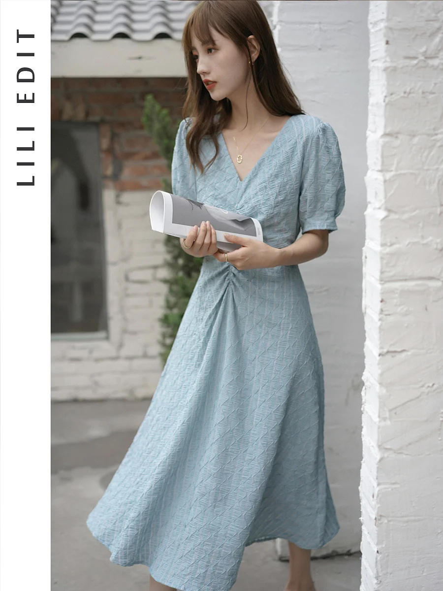 French super fairy gentle milk blue dress 2021 new summer wrinkle texture feeling waist closing sweet princess skirt
French super fairy gentle milk blue dress 2021 new summer wrinkle texture feeling waist closing sweet princess skirt