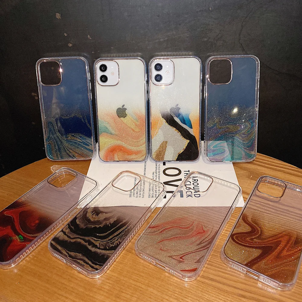 Plating Glitter Watercolor Marble Phone Case for iPhone 11 12 Pro Max Mini SE 2020 XR X XS Max 8 7 Plus Transparent Back Cover
Plating Glitter Watercolor Marble Phone Case for iPhone 11 12 Pro Max Mini SE 2020 XR X XS Max 8 7 Plus Transparent Back Cover