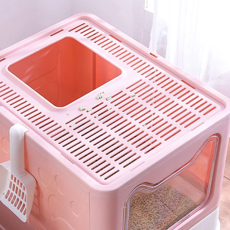 Portable Cat Litter Box With Lid Foldable Cats Litter Tray With Top Entry Pet Toilet With Large Inside Room
Portable Cat Litter Box With Lid Foldable Cats Litter Tray With Top Entry Pet Toilet With Large Inside Room