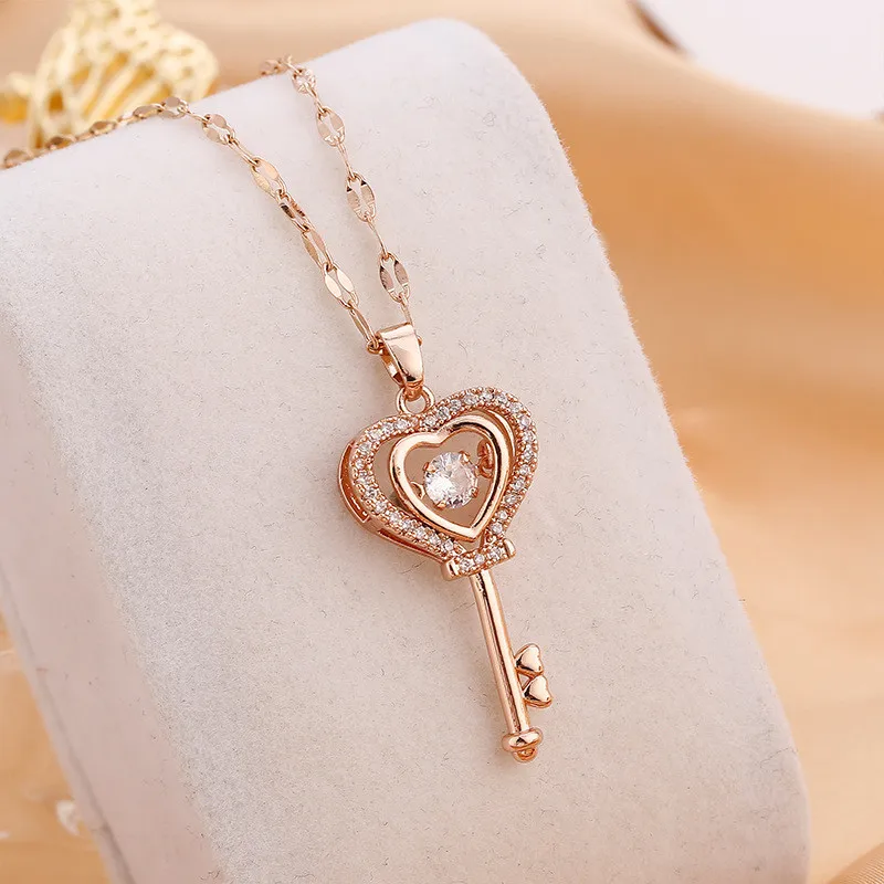 2021 New Women's Stainless Steel Diamond Heart-shaped Key Pendant Necklace Fashion Elegant Party Chain Necklace Gifts For Women
2021 New Women's Stainless Steel Diamond Heart-shaped Key Pendant Necklace Fashion Elegant Party Chain Necklace Gifts For Women