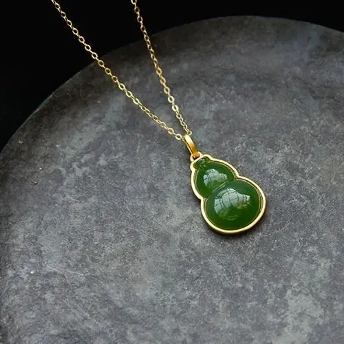 Qinglu Natural Hetian Jade Green Jade Calabash Pendent S925 Sterling Silver Jade Necklace Exorcising and Fortune Drawing B
Qinglu Natural Hetian Jade Green Jade Calabash Pendent S925 Sterling Silver Jade Necklace Exorcising and Fortune Drawing B