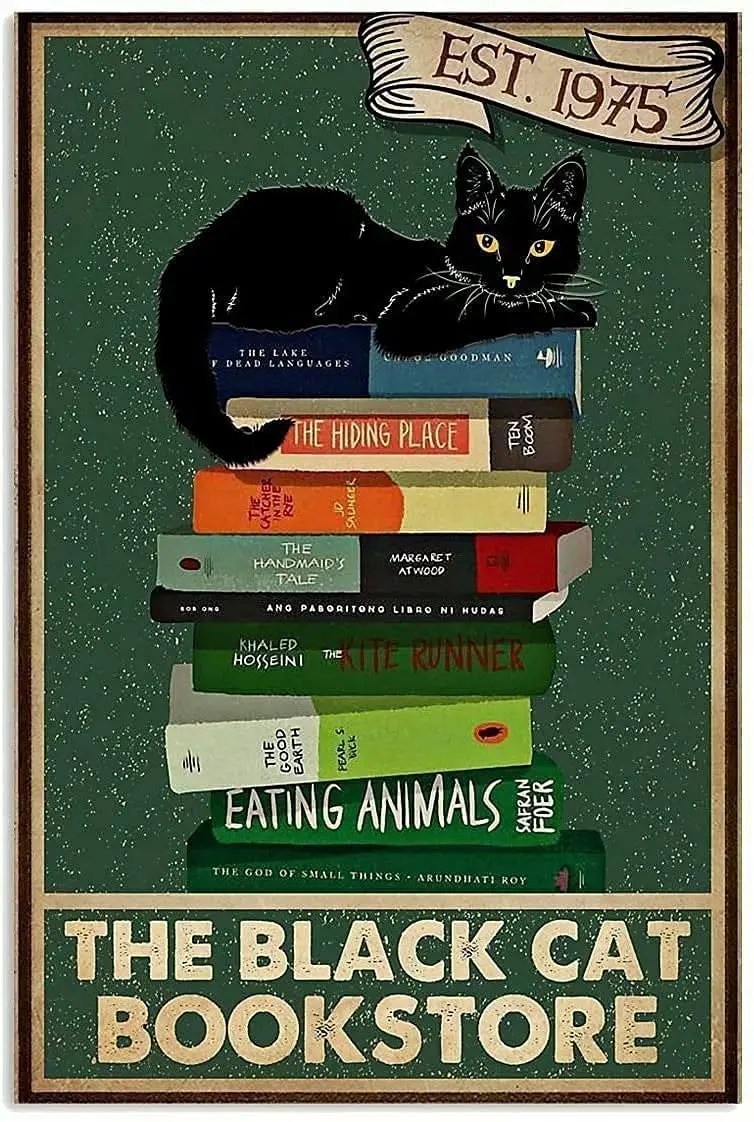 Black Cat Metal Tin Sign,The Black Cat Bookstore,Wall Decor for Home Bookstore Bar Restaurant Cafe Pub Outdoor 12x17 Inch
Black Cat Metal Tin Sign,The Black Cat Bookstore,Wall Decor for Home Bookstore Bar Restaurant Cafe Pub Outdoor 12x17 Inch