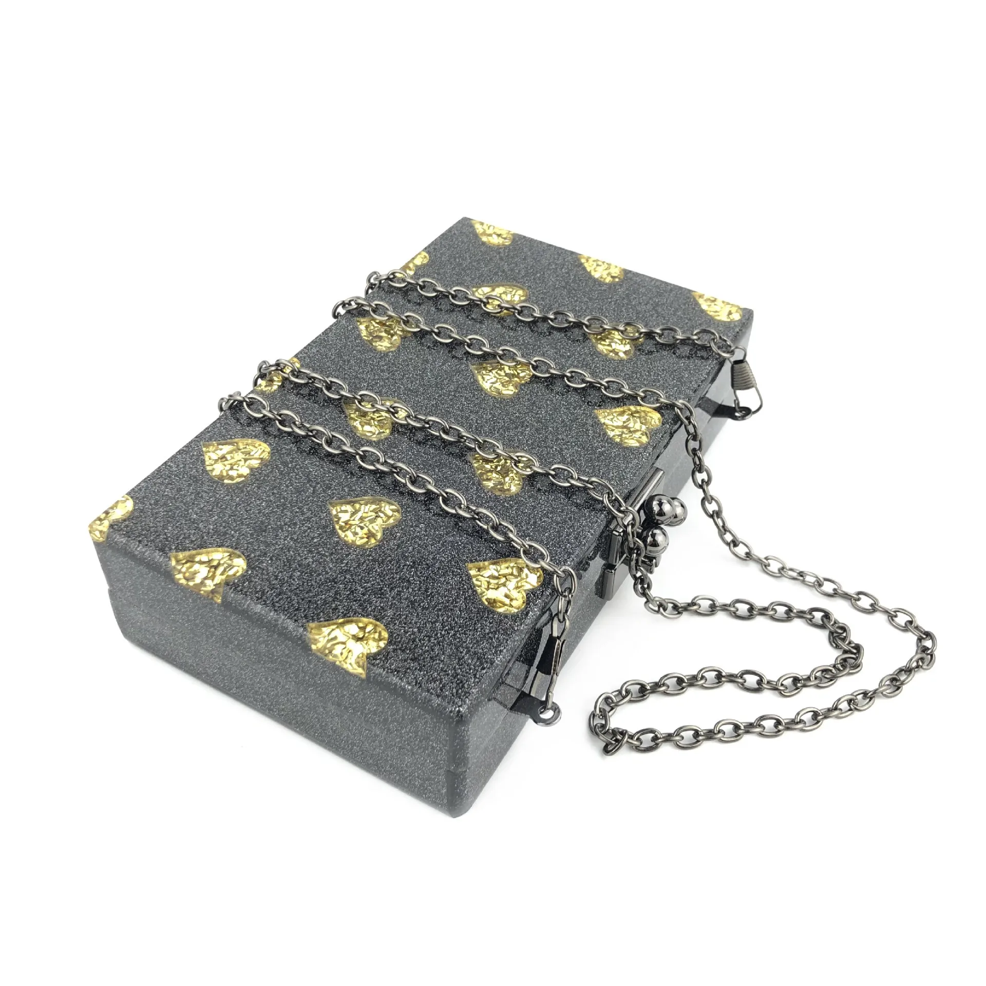 Fashion Glitter Heart Pattern Shoulder Bag Acrylic Rectangle Hard Surface Box Clutch Bag Black Trendy Clutches Daily Pouch Purse
Fashion Glitter Heart Pattern Shoulder Bag Acrylic Rectangle Hard Surface Box Clutch Bag Black Trendy Clutches Daily Pouch Purse