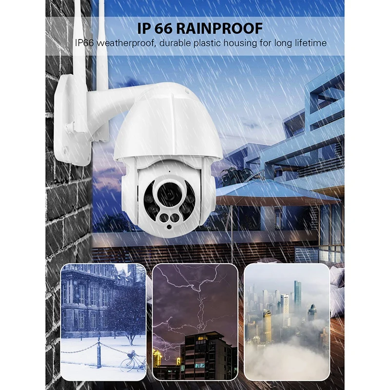 

Wanscam K38D 1080P FHD Wireless PTZ WiFi IP Camera 4X Zoom Motion Detection IP66 Outdoor Waterproof Night Vision IR 10M EU Plug