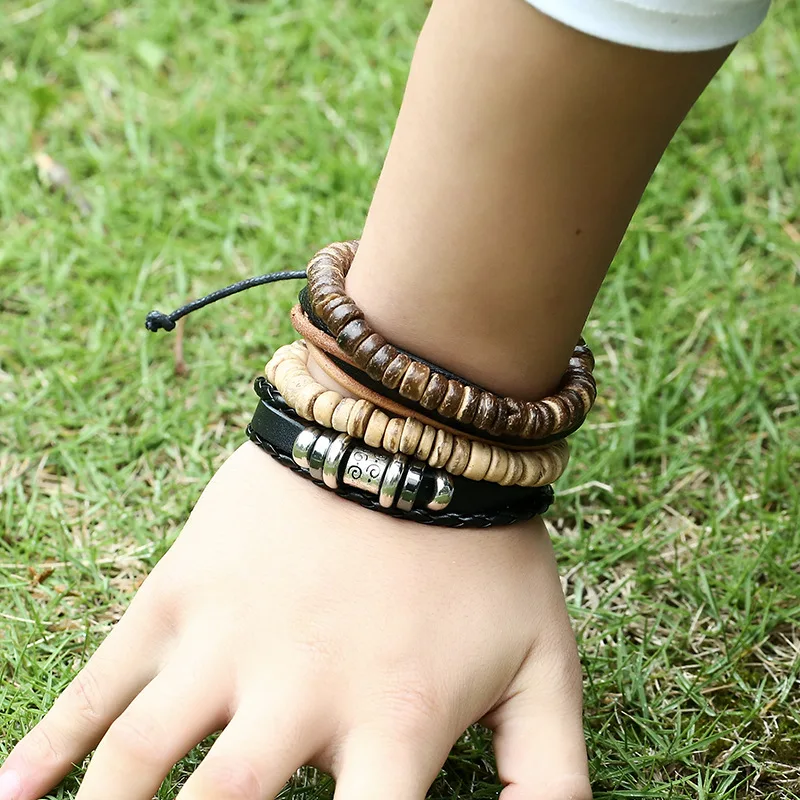 AJC Men's Braided Suit Cowhide Bracelets Beaded Fashion DIY Wood Bead charms Bracelets
AJC Men's Braided Suit Cowhide Bracelets Beaded Fashion DIY Wood Bead charms Bracelets