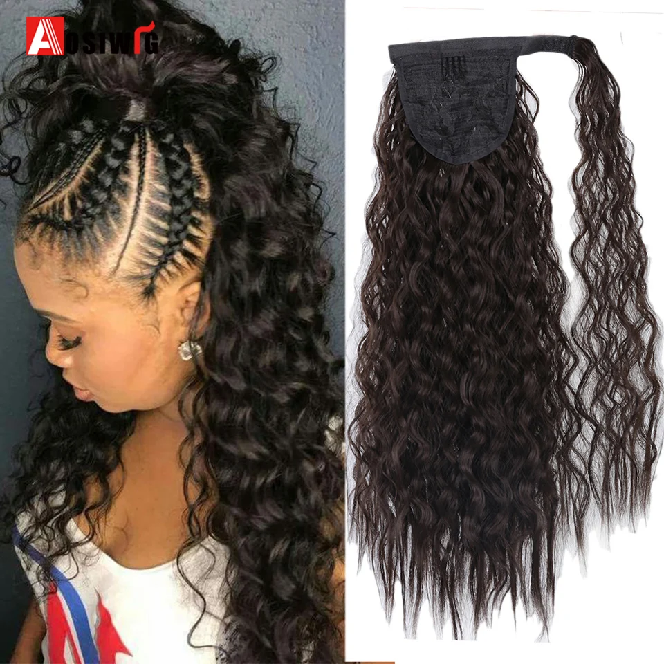 AOSIWIG Synthetic Long Kinky Curly Ponytail Clip on Hair Tail Extensions Magic Paste Wrap Around Ponytail for Women
AOSIWIG Synthetic Long Kinky Curly Ponytail Clip on Hair Tail Extensions Magic Paste Wrap Around Ponytail for Women